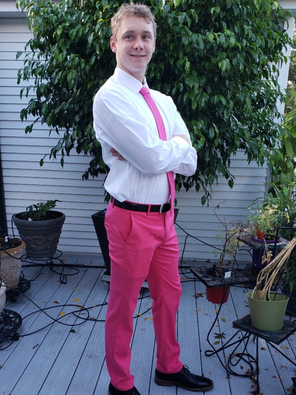 MOGU Men's Pink Dress Pants Slim Fit Flat Front Size 31
